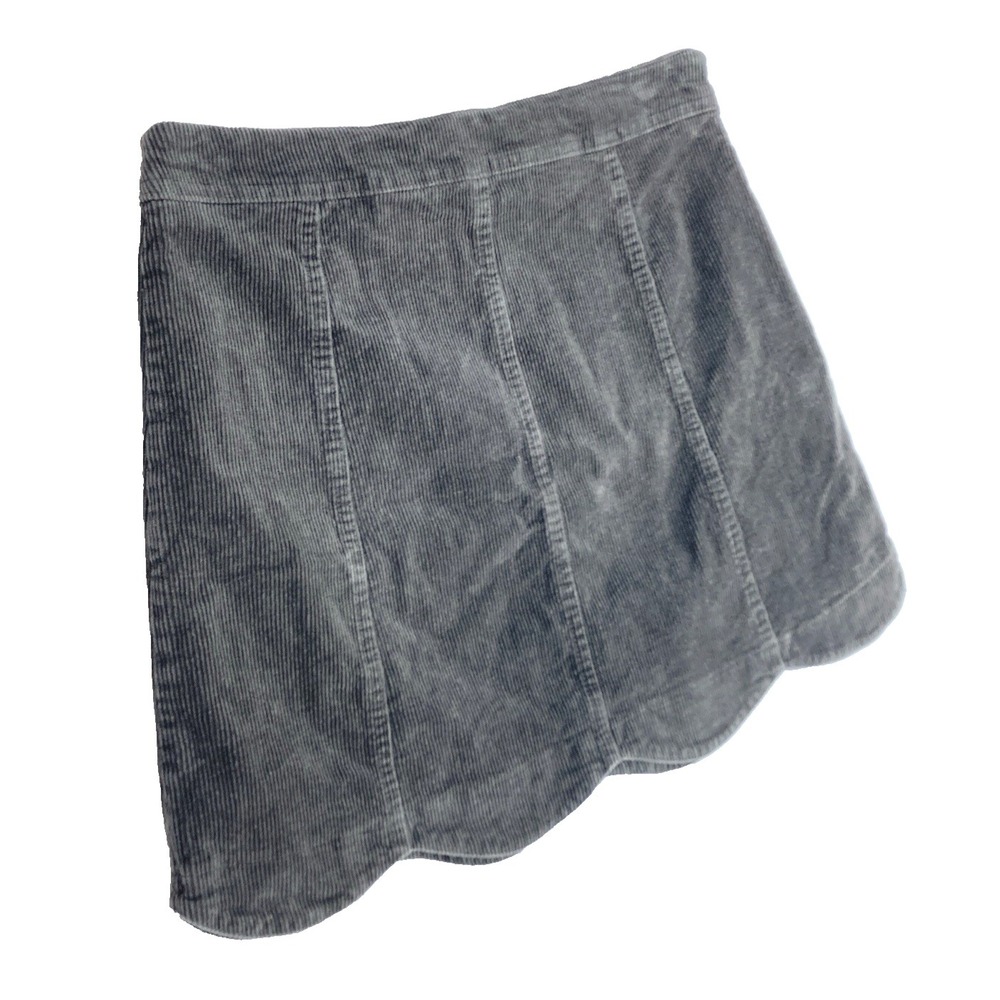 Altard State Corduroy Scalloped Hem Side Zip Mini Skirt Womens M 28 Gray